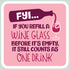 Wine Themed Sticker FYI...If you refill a wine glass before it's empty.  It still counts as one drink – 3” x 3” Waterproof Vinyl Decals
