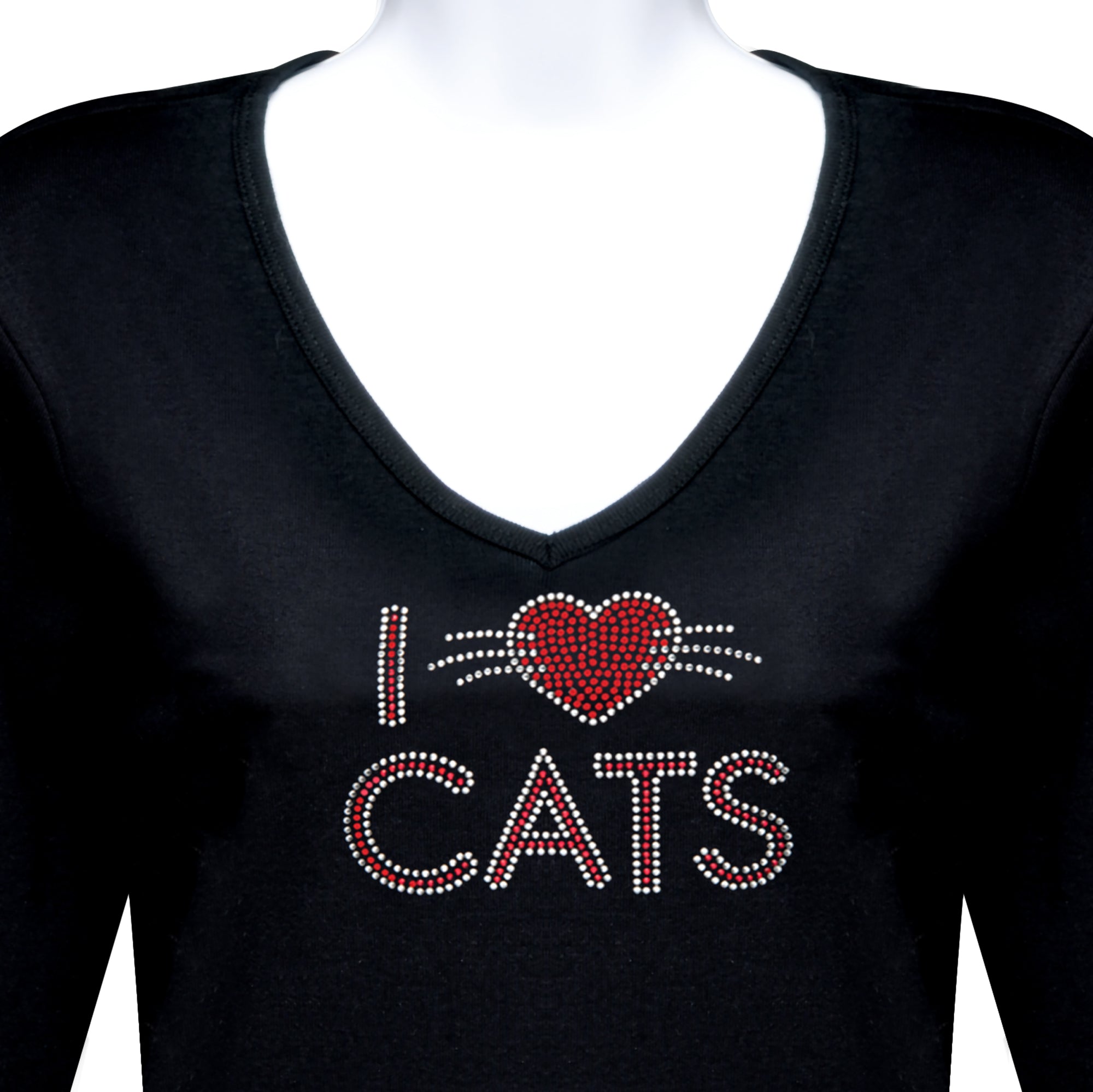 I Love Cats Rhinestone 3/4 Sleeve Shirt – Chris's Stuff, Inc
