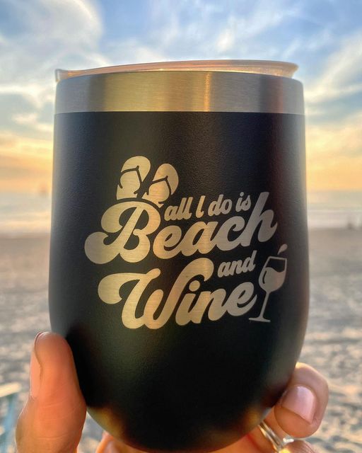 Beach & Wine Insulated Tumbler- Black – Chris's Stuff, Inc