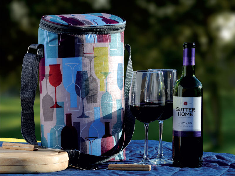 Insulated Two Bottle Bag - Colored Wine Bottles