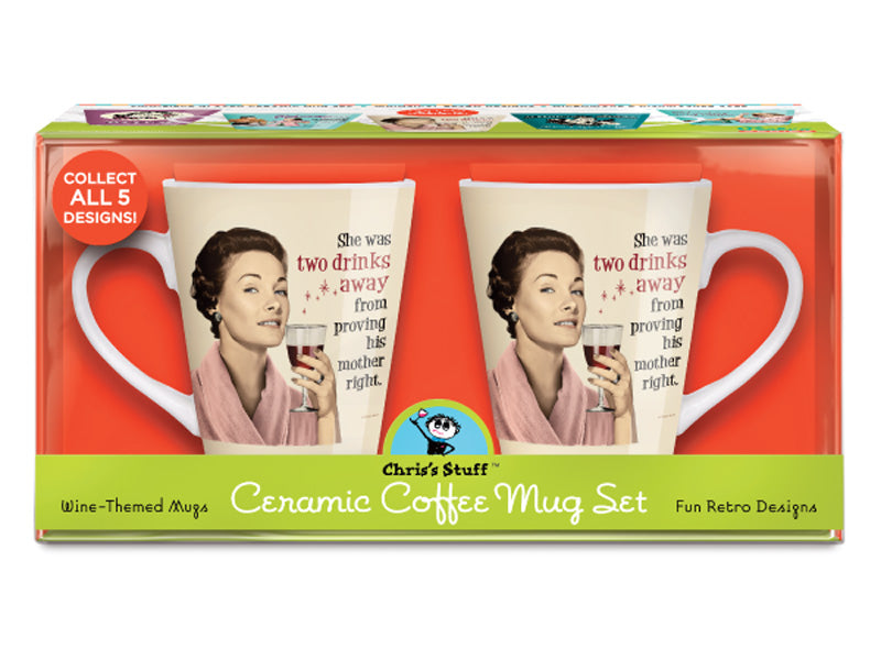 Two Drinks - Retro Coffee Mugs (Set of 2) *BLOW OUT* – Chris's Stuff, Inc